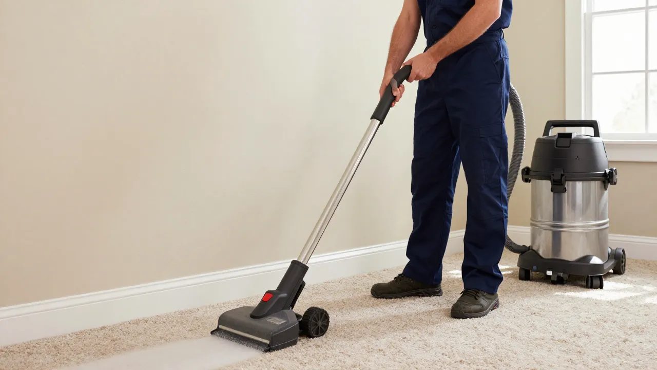 Hot-water-extraction carpet cleaning in a Maryland living room